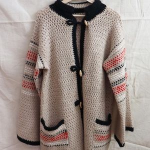 Vintage 70s Knitted Cardigan Coat Jacket - One Size